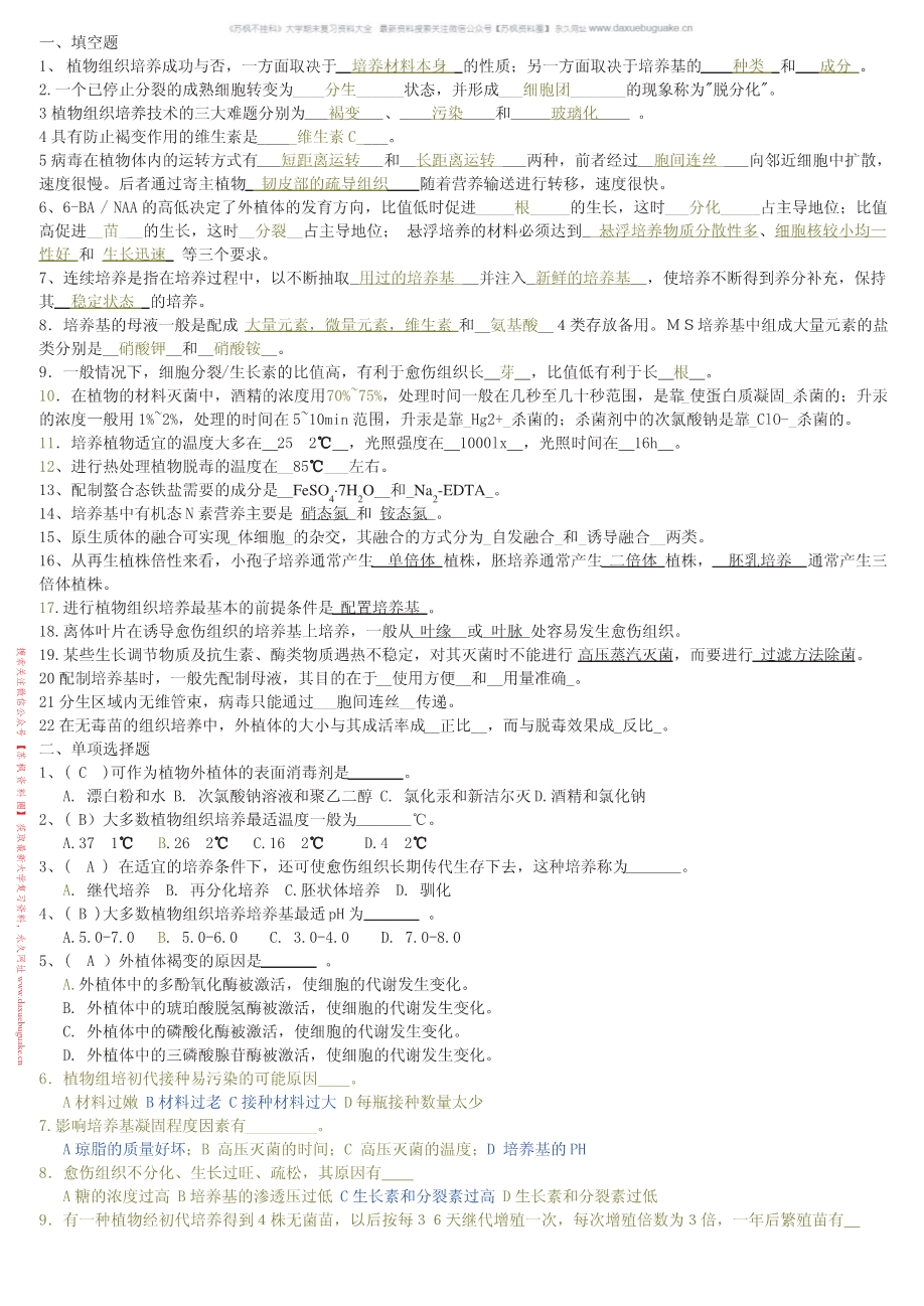植物组织培养
